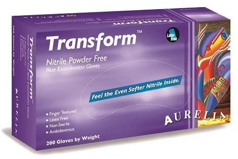 Aurelia Transform Blue Thin Nitrile, Powder-free, Disposable Glove pack of 200; XS