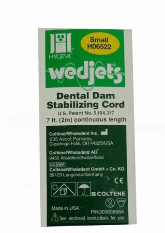 Wedjets Yellow Small Latex Dental Dam Cord 40cm-H06522/40-Coltene Whaledent Inc.